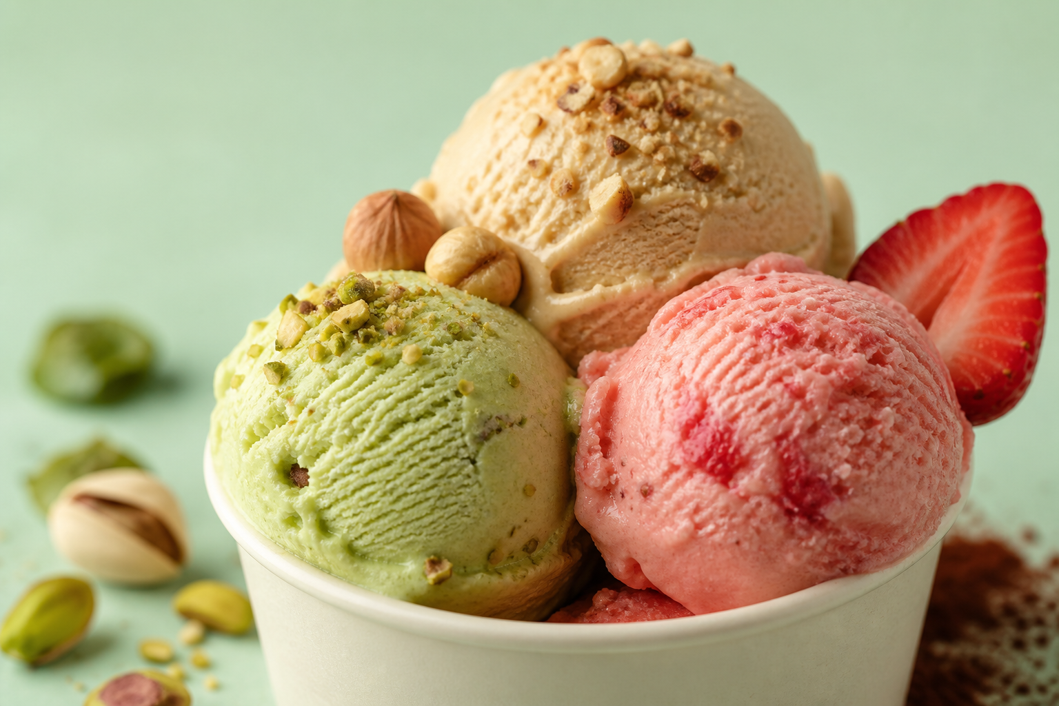 Three scoops of gelato